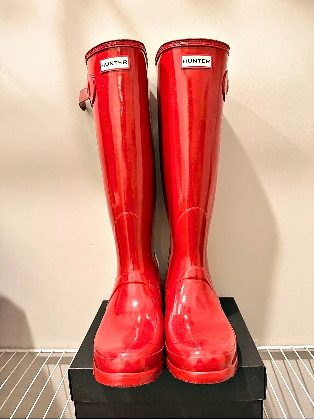 Hunter Original Gloss Tall Rain Boots Red US 7